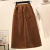 Faldas de gran tamaño 5xl mujer córbina falda vintage harajuku a línea larga mujer otoño invierno marrón de cintura alta