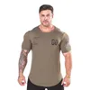 summer New breathable Leisure sports men Round collar t-shirt Tight Muscle cott bodybuilding tee shirts tops gyms M8yF#