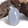 Pendant Necklaces A Real Natural Gem Stone Blue Chalcedony Agate Cabochon Beads Crystal Necklace & Women Accessories Bijou Jewelry PS695