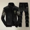 Tracksuits masculinos homens casual terno conjunto esportes de inverno com gola zíper cardigan cordão calças design de bolso para frio