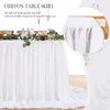 Jupes de table blanches Nappes semi-transparentes en mousseline de soie pour les mariages dans la cour, fête d'anniversaire, fête prénatale, décorations de dîner de gâteau 240322