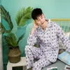 Lente Herfst Pijamas Mannen Casual Plaid Pyjama Sets Mannelijke 100% Katoen Nachtkleding Pak Lg Mouw Turn-down Kraag Thuis kleding G0AY #