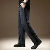 Pantalon pour hommes Automne Mode Patchwork Couleur Contraste Étiquette lâche Taille élastique Drapé Tube droit Corduroy Sanitaire