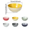 Bowls 6inch Big Serving Colorful Dishwasher Safe Striped Soup Bowl Stackable Large Capacity Cereal Kitchen