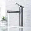 Bathroom Sink Faucets SKOWLL 360 Rotating Basin Faucet Deck Mount Pull Down With Nozzle Gun Gray H3366QH