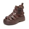 Hip Sumtal Sandal kobiety puste oddychające sandały grube podeszwa damskie buty wysokie top buty rzymskie 240228