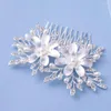 Hair Clips 10-Teeth Girl's Comb With Luxurious Rhinestone Flower Style Jewelry For Valentine's Day Christmas Gift