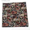 Handkerchiefs New Mens Flower Hank Chief Scarf Vintage Linen Paisley Hanks Mens Casual Set Pocket Square Handle 22 * 22cm Y240326