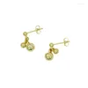 Stud Earrings 925 Sterling Sier Three Beads Gold For Women Simple Cute Girl Gift Mini Smooth Sphere Piercing Jewelry Drop Delivery Ot5Pl