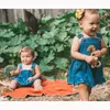 2023 Summer Children Denim Set Brodery Baby Romper Sister Brother Match Clothes Girls Dresses Korean Style 240325