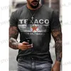 Homens camisetas Novo Mens T-shirt Texaco Gasolina + Motor Oil Letras 3D Impresso Curto Slved Verão Oversized Redondo Pescoço Retro Mens T-shirt T240325