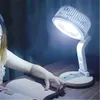 Ventilador refrigerador pequeno pessoal portátil com luz LED Lâmpada de leitura Rotação Refrigerador de ar Luz noturna de mesa Escritório Cabeceira Quarto Acampamento Recarregável