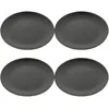 Plates 4pcs Black Plastic Plate Round Dishes Flat Bottom Gothic Dinnerware Set Serving Kitchen