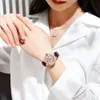 Lusika Tiktok Kwai 스타 블루 바늘 기질 패션 창의력 다이아몬드 라이트 고급 방수 벨트 시계 여성