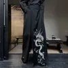 IEFB Haft haftowe męskie spodnie proste w stylu chiński elastyczne talia męskie spodnie na nogach Nowe stylowe swobodne wiosnę 2024 9C4104 J6MX#