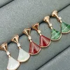 Fashion Style Women Lady Stud Earrings Inlay Cubic Zircon Mother Of Pearl Skirt Fan Shaped Plated Rose Gold Color Eardrop 240311