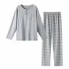 Pure Print Fi 4xl Pajamas Wear Lounge Big Yards Pants مجموعات المنزل الخريف رسالة ليلية رسالة MALE COTT Sleepwear Plaid for 147V#