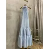 2024 New Women's Spring e Sureve Sleeveless Collar Maxi Skirt