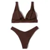 Damen Bademode ZTVitality sexy braunes Bikini-Set 2022 neu gepolsterter hoch geschnittener Badeanzug Damen Strandanzug Sommer Badeanzug Brazil Biquini S-L 24326