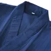 Men's Cott Kimo Robes Pijamas Ropa Delgada Primavera y Otoño Colores Negro y Azul Marino Ropa para el hogar Suelta Casual Hombres Robe Sets f6hJ #
