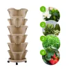 Jardinières empilables jardinière multicouche pot de fleur tour verticale mobile pot de fleurs pour légumes fraises jardin patio décor fournitures