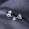 Charm Jewelry Palace Triangle 1.8ct Authentic Blue Topaz 925 Sterling Silver Stud Earrings Womens Precious Jewelry Wedding GiftsC24326