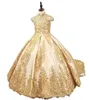 الذهب Glitz Ball Grow Flower Girl Dresses Princess Little Girls Pageant Dresses Toddler Party Barts with Beads BC46093582478