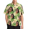 メンズカジュアルシャツメンズ衣類のためのフローラルアボカドスフェイス3Dプリントハワイビーチシャツショーツスリーブ