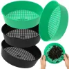 Trays 4 Pcs Soil Sifter Reusable Rock Sifter Pan Plastic Garden Mesh Sieve Round Mesh Sifting Pan Portable Garden Soil Sifter Easy to