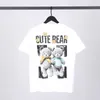 Off co marca nova moda personalidade net red bear print ow puro algodão casais jovens camiseta masculina