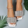 Zomer strass slippers voor dames nieuwe witte kristallen appartement slippers buiten luxe merkontwerp sandalen dames maat 43 240326