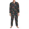 Nordic Owl Pajama Sets Autumn Carto Animal Kawaii Night Sleepwear Men 2 piezas Diseño informal de gran tamaño
