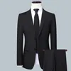 Hochwertige Blazer-Weste Coat Hosen Männer Einfaches Geschäft Elegantes Modevorstellungsgespräch Gentleman Anzug Slim 3-teiliger Anzug 240314