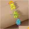 Braccialetti con ciondoli Simpatico cartone animato Arcobaleno Caramelle Orsetto Ins Colorato Gommoso Donna Rimbalzo Di Hip Hop Gelatina Colore Ragazza Regalo Drop Delivery Gioielli Dhko8