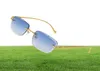 xury varumärkesdesigner populära män solglasögon vintage retro diamantklippningslins fyrkantiga rimlösa solglasögon guld spegel ram mode z7138299
