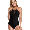 New One Piece Swimwear for Women Covering the Belly Stretching the Belly Slim V-neck Hanging Neck Swimwear