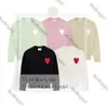 Unisex Designer Amis Strickjangel Pullover Männer Frauen koreanische Mode ein Herzmuster rundes Hals-Strickwege Luxusmarke Liebhaber A-Line Small Red Heart Pullover 635