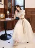 White Evening Dress 2024 New Celebrity Style Host Fairy Student Womens Banquet