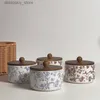 Food Jars Canisters Retro floral ceramic bowls food containers household jewelry storage boxes with a covered kitchen and sealed storage roomL24326