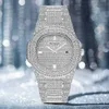 Gosasa Heren/Dames Neutraal Kristallen Horloge Volledig Shining Ice Crystal Cubaans Horloge Rechthoek Zilver/Gouden Horloge Hip Hop Armband horloge