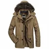 Onestand Winter Jacket Men's Plus Size Cott Padded Warm Parka Coat Casual Faux Päl Hooded Fleece LG Male Jacket Windbreaker X8Cr#