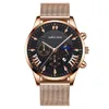 Fashion Moon Three Eyes Calendar Men's Watch Milan med Mesh Strap