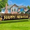 Accessories Happy New Year Banner Yard Sign Pattern Shiny Firework for Merry Christmas New Year Party Decoration Supplies Outdoor Banners