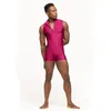 Été Hommes Sexy Plus Taille Barboteuses Combishorts Serré Brillant Danse One-piece Catsuit Sports Combinaisons J8lZ #