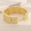 Bangle grossistpris hiphop smycken 22 cm män klockband armband guld färg chunky nugget textured länk