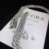 Sólido Sier GRA Moissanite 15Mm VVS Diamante Iced Out Cadena de eslabones de cadera Baguette Cut Pass Tester Collar cubano