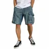 denim shorts män sommar jeans koreanska fi kläd knä längd streetwear bermuda 2023 ny t55k#