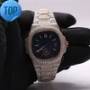 Relógio de diamante gelado masculino de aço inoxidável Hip Hop Bustdown VVS Moissanite Watch