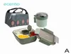 A ECENTIO Lunch Other Dinnerware Box Two Lapis Square Green Set with Soup10542849022382