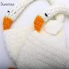 Stricken süße Häkelstasche Handtasche Hand gewebt Schwan Totes Bag Damen gestrickt